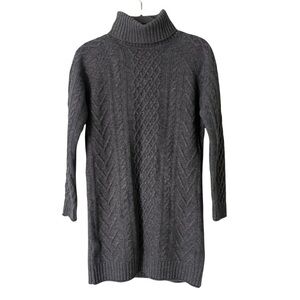 NWT Liny Xin 100% Merino Wool Gray Turtleneck Sweater Mini Dress, Medium